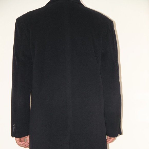 Massimo Italy Navy Blue Cashmere Wool Blend Men Long Classic Coat Size 44 - Picture 10 of 12